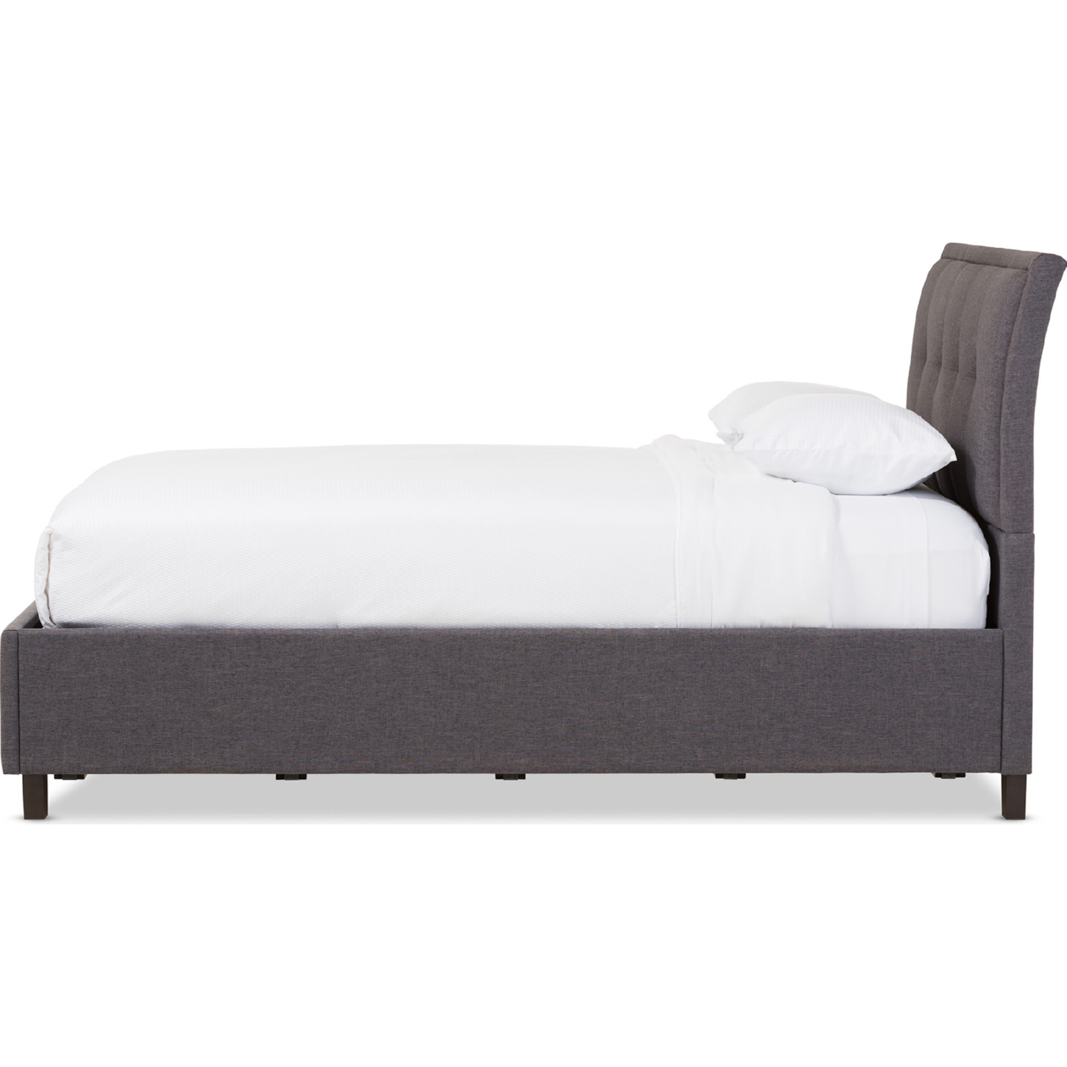 Lea Queen Storage Platform Bed in Dark Gray Fabric by Baxton Studio